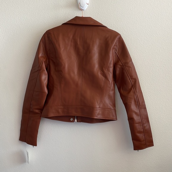 NWT BLANKNYC Faux Leather Full Zip Moto Jacket in Cognac - Picture 5 of 13